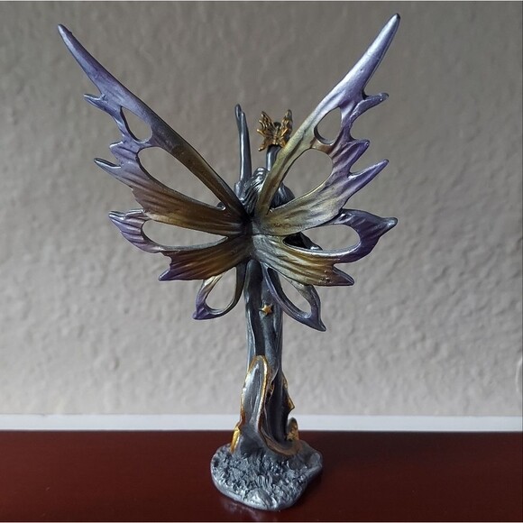 Gold & Purple Pewter Fairy with Butterfly Figurine - Picture 7 of 11